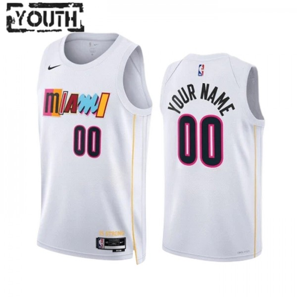 Miami Heat Trikot Benutzerdefinierte Nike 2022-23 City Edition Weiß Swingman - Kinder Miami Heat Trikot Benutzerdefinierte Nike 2022-23 City Edition Weiß Swingman - Kinder